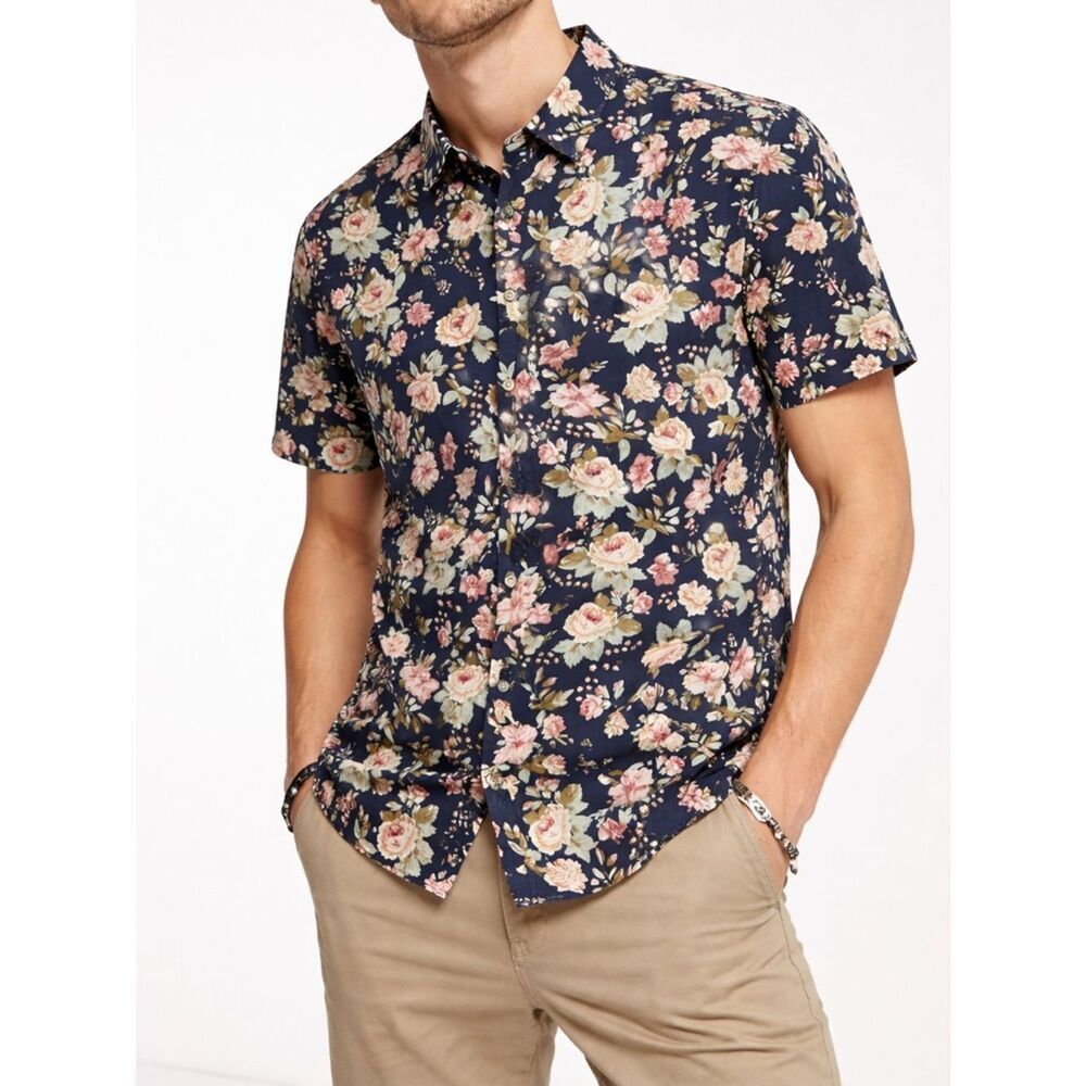 ASOS Floral Button Down Short Sleeve Shirt